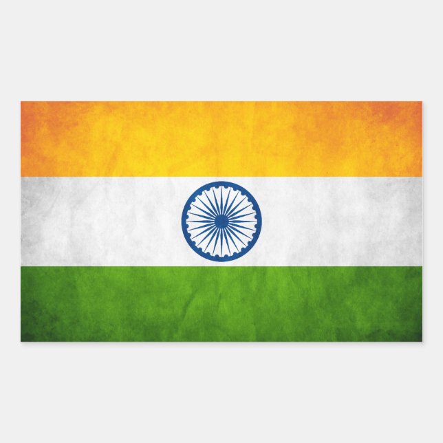 FOUR Grange India National Flag Rectangular Sticker (Front)
