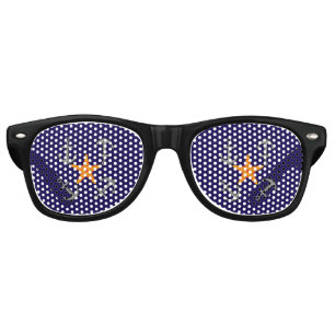 Four Gray Anchors Around The Orange Starfish Retro Sunglasses