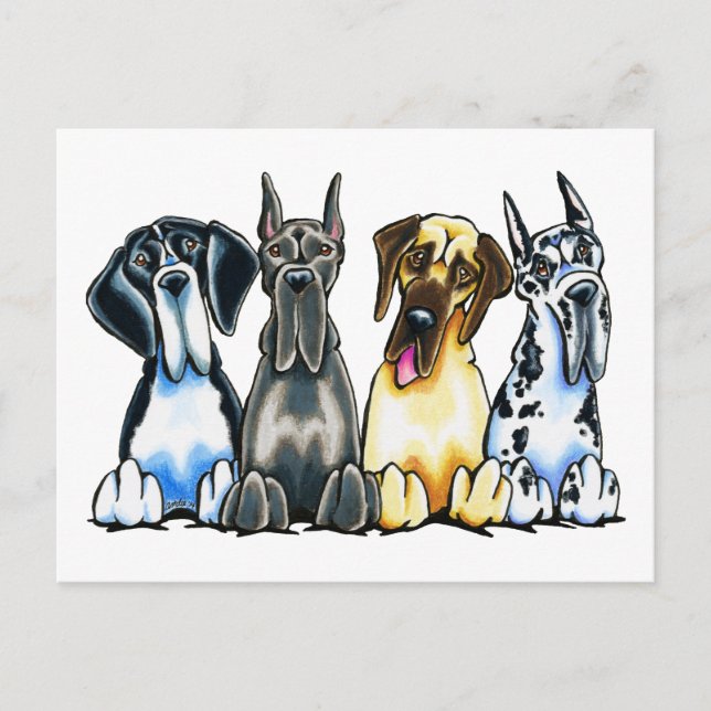 Four Great Danes Postcard (Front)