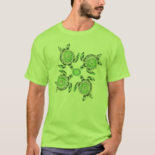 Four Green Turtles Dot Art, T-Shirt