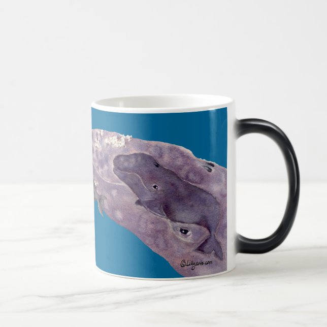 Four Grey Whale Babies and Mother Customisable Mug (Right)