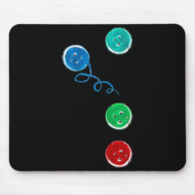 Four Groovy Buttons Blue Cat Funny Halloween Mouse Pad (Front)