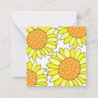 Four Hand Drawn Yellow Orange Sunflowers