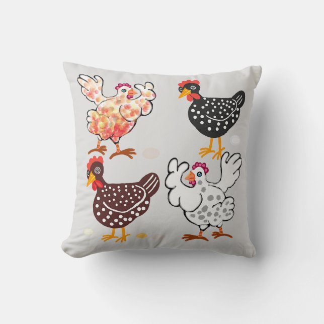 Four happy hens  cushion (Front)