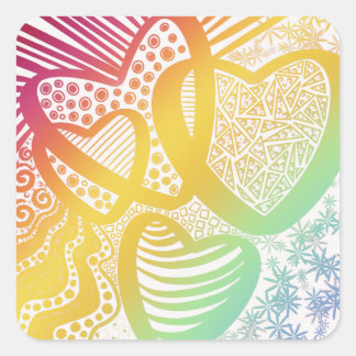 Four Heart Colourful Sticker