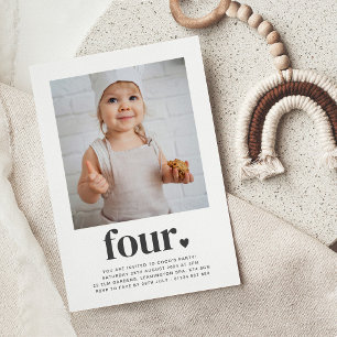 Four Heart - Square Photo Birthday Invitation