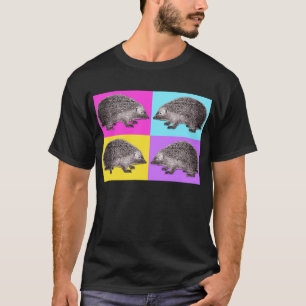 Four Hedgehog T-Shirt - Bright Colours on Black
