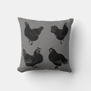 Four Hens~Silhouette~Pattern Cushion