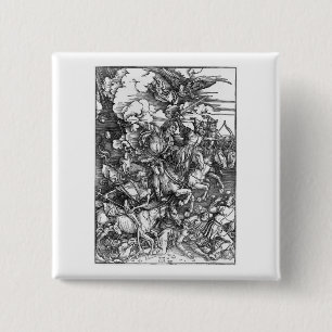 Four Horsemen of the Apocalypse - Albrecht Durer - 15 Cm Square Badge