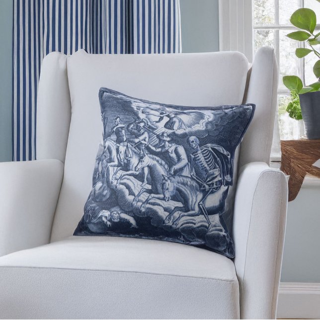 Four Horsemen of the Apocalypse Blue Toile Cushion (Creator Uploaded)
