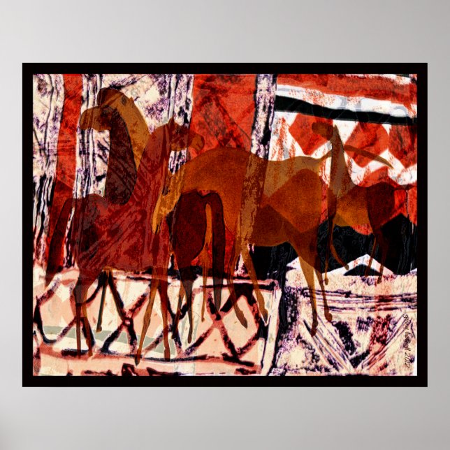 Four Horses Collage Poster (Front)