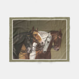 FOUR HORSES Fine Art Print Fleece Blanket