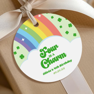 Four Is A Charm Rainbow 4th Birthday Party Favour Tags