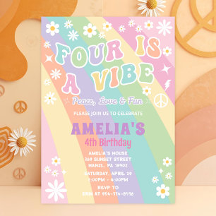 Four is a vibe birthday invitation