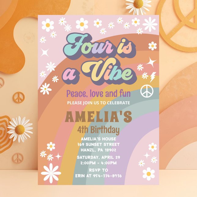 Four is a vibe birthday invitation (Creator Uploaded)
