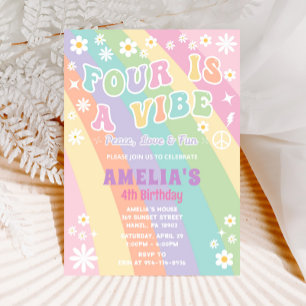 Four is a vibe birthday invitation