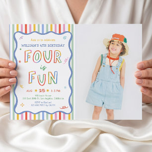 Four Is Fun Colourful Birthday Invitation Photo