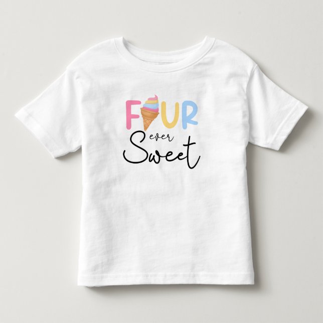 Four Is So Sweet Ice Cream Summer 4th Birthday Toddler T-Shirt (Front)