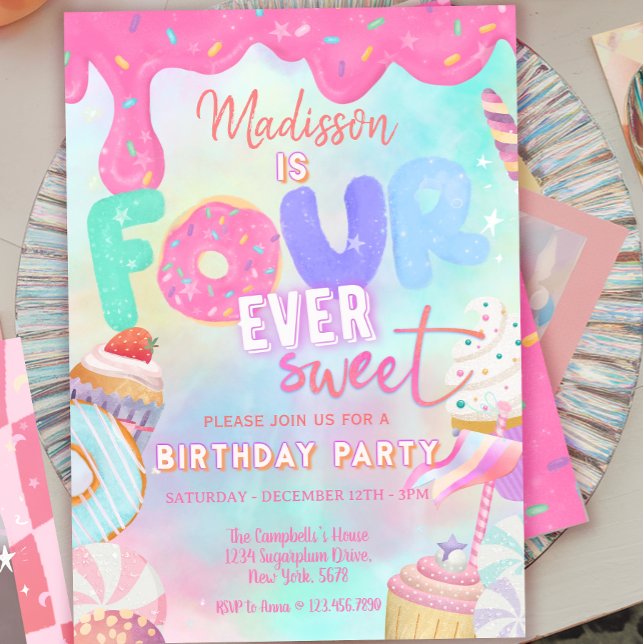 four is so sweet invitation (Creator Uploaded)