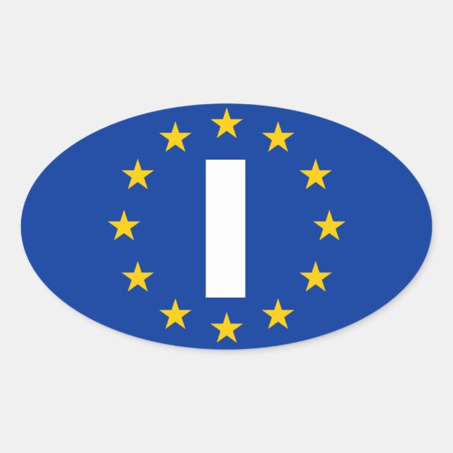 FOUR Italy "I" European Union Flag Oval Sticker (Front)