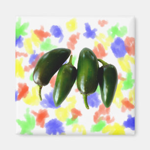 Four Jalapeno Peppers Green Photograph Magnet