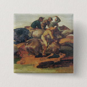Four Jockeys Galloping 15 Cm Square Badge