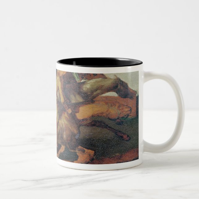 Four Jockeys Galloping Two-Tone Coffee Mug (Right)