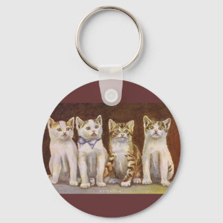 Four Kittens At Attention Key Chain