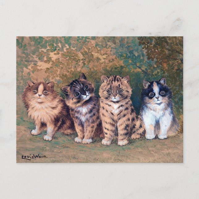Four Kittens, Louis Wain Postcard (Front)