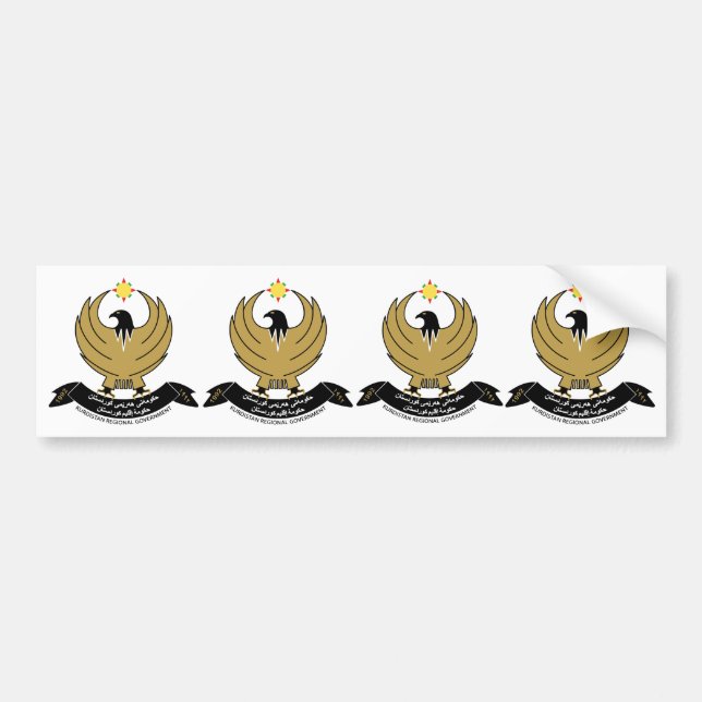 FOUR Kurdistan Coat of Arms Bumper Sticker (Front)
