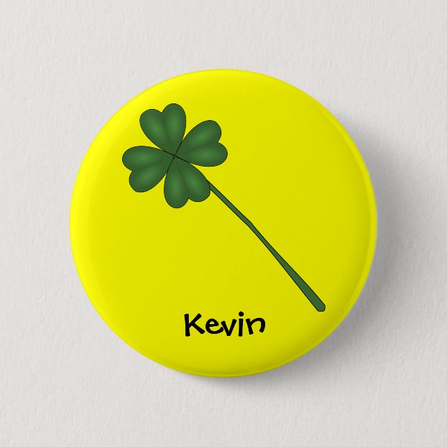Four leaf clover 6 cm round badge (Front)