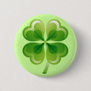 FOUR LEAF CLOVER 6 CM ROUND BADGE