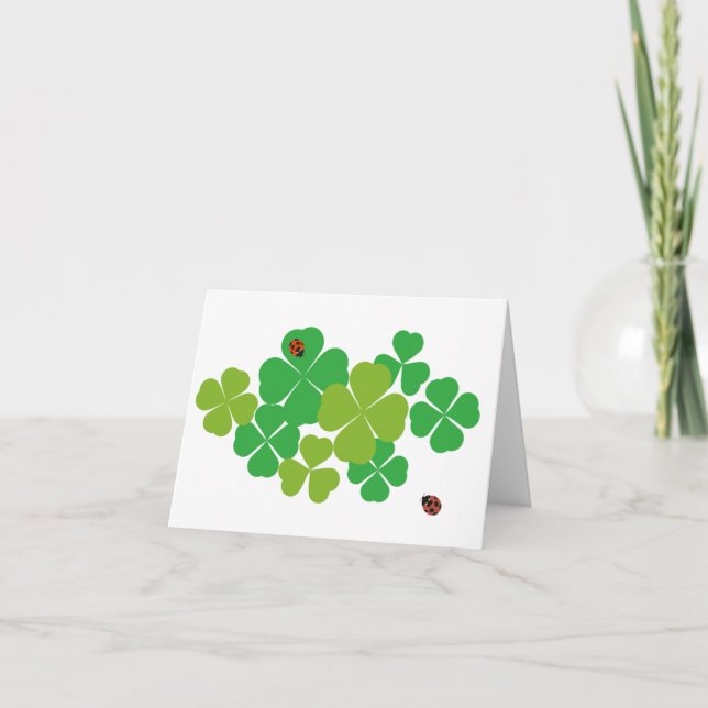 Four Leaf Clover and Ladybug_St. Patrick's Day Card (Front)