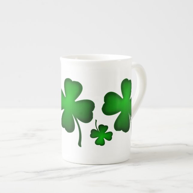 Four Leaf Clover Bone China Mug (Front Right)