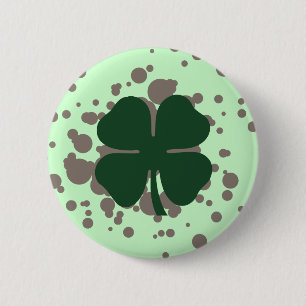 four leaf clover : bubbles : 6 cm round badge