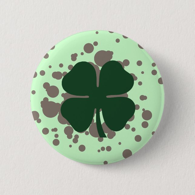 four leaf clover : bubbles : 6 cm round badge (Front)
