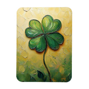 Four Leaf Clover Digital Oil Painting Flexible Magnet