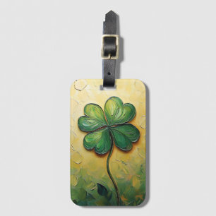 Four Leaf Clover Digital Oil Painting Luggage Tag