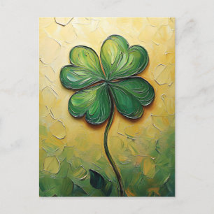 Four Leaf Clover Digital Oil Painting Postcard
