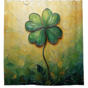 Four Leaf Clover Digital Oil Painting Shower Curtain