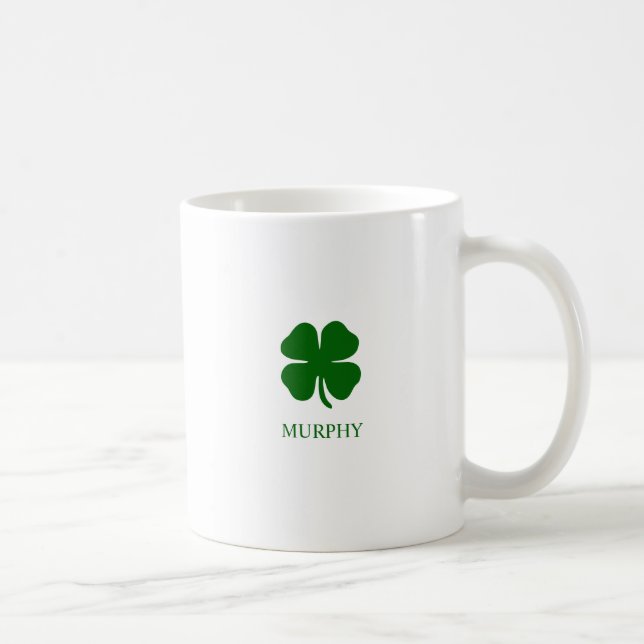 Four Leaf Clover Emerald Green Lucky Custom Mug (Right)