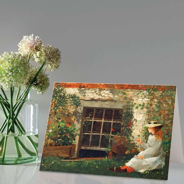 Four Leaf Clover Girl Winslow Homer Note Card (Creator Uploaded)