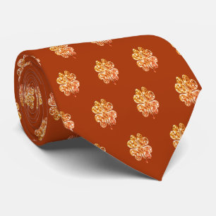 Four Leaf Clover Good Luck Copper Brown Orange Tie