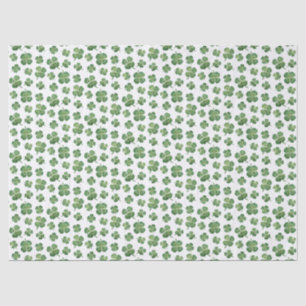 Four Leaf Clover Green And White St Patrick's Day Tissue Paper
