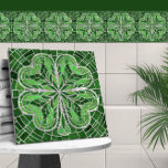 Four-leaf clover - Green Marble and Pearl Tile<br><div class="desc">Four-leaf clover - Green Marble and Pearl</div>