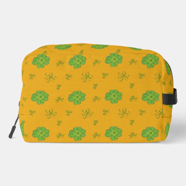Four-Leaf Clover Green-Orange Dopp Kit (Back)