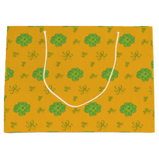 Four-Leaf Clover green orange Large Gift Bag