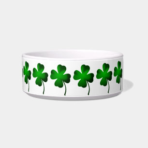 Four Leaf Clover Green Pet Dish