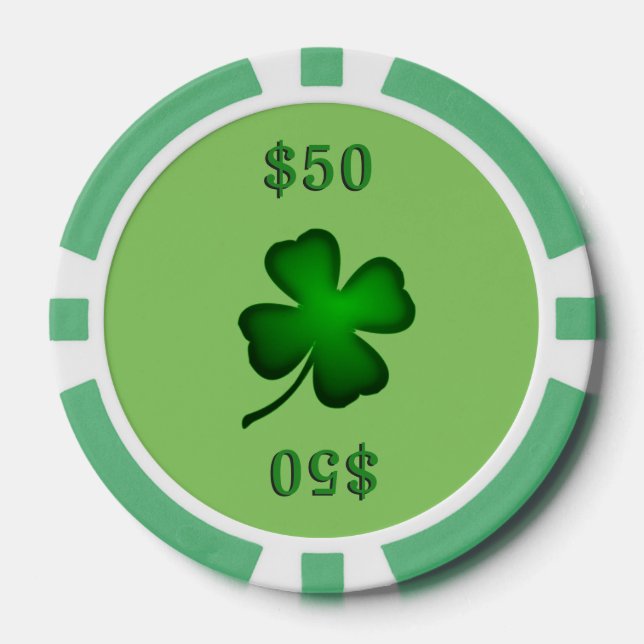 Four Leaf Clover Green Poker Chips (Front)