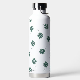 Four Leaf Clover Green Watercolor Water Bottle
